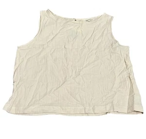 MAX STUDIO London Sleeveless Cotton Linen Tank Top braided Cream NWT $198 Large - Picture 1 of 9