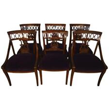 Antique Set of 6 Mahogany Formal Carved Regency Dining Chairs #21648