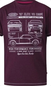 D555 Duke Herren bedrucktes T-Shirt Vintage Autos burgunderrot Größe 4XL neu mit Etikett - Bild 1 von 5