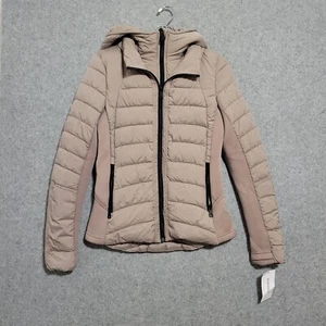 BERNARDO Packable Jacket Women Small Brown Frappe Puffer Hooded Down Eco Travel  - Picture 1 of 24