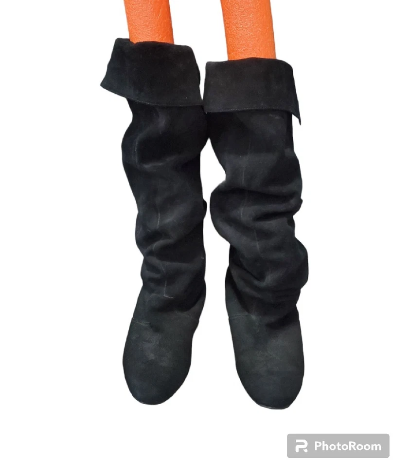 Botas holgadas Gabriella Rocha negras 11 anchas para mujer de gamuza forradas de piel sintética a media pantorrilla  Foto 1 de 4