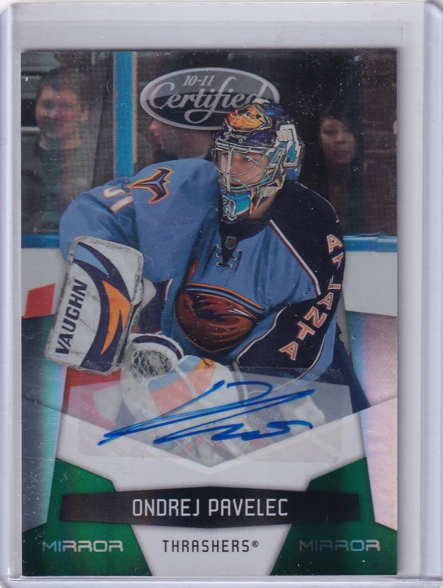 2010-11 Certified Mirror Green Emerald Signatures Auto #10 Ondrej Pavelec 1/5
