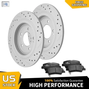 For Hyundai Tucson Kia Sportage Rear Drilled Disc Rotors Ceramic Brake Pads Kit - Picture 1 of 6