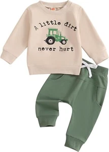Toddler Baby Boy Clothes Crewneck Sweatshirt Long Sleeve Letter 3-4T, A-khaki - Picture 1 of 7
