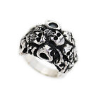  GRAVEYARD SCHÄDEL 925 STERLINGSILBER BIKER SCHMUCK GOTHIC ROCKER RING won-r011