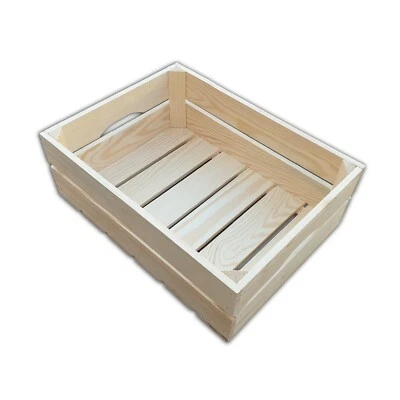 Wooden Large Crate 40x30x14cm made of natural wood for fruits or vegetables - Image 1 of 4