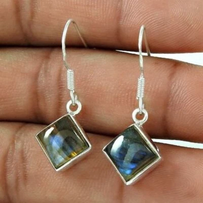 Pendiente de plata de ley 925 con piedras preciosas de labradorita joyas de Navidad MP-891 Foto 1 de 4