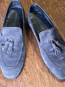 Manolo Blahnik blau Quaste Wildleder Halbschuhe Herren US Größe 9 UK Größe 8 hergestellt in Italien - Bild 1 von 13
