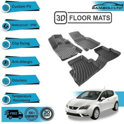 3D 模压车内脚垫适用于座椅 Ibiza 2002 - 2007(黑色) — 第 1/4 张图片