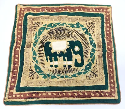 Handpainted Elephant Square Pillow Cover~Zimbabwe Africe~The Trading Company - Image 1 of 4