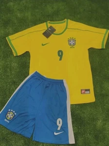 Kit maillot rétro enfant Ronaldo R9 Brésil 1998 (LIRE DESCRIPTION) - Photo 1/5