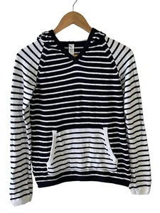 Ivivva Girl's Black/White Stripe Hooded Cotton Sweater Size 14 - Picture 1 of 6
