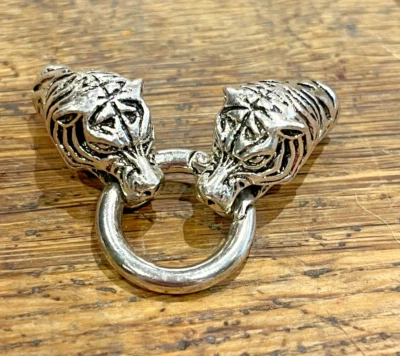 Tiger Head Clasp - Spring Ring Clasp - Tiger Fastener Great with Viking Weave - Image 1 of 4