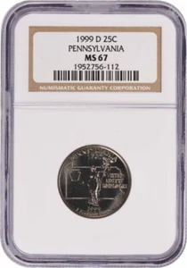 1999-D Pennsylvania State Quarter MS67 NGC - Picture 1 of 2