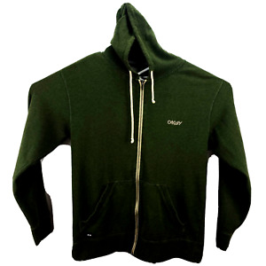 Oakley Men's Hoodie Jacket L L/S Full Zip Green with Beige Chest Logo/Drawstring