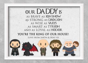 Dad Game Of Thrones PRINT ONLY Gift Personalised Fathers Day - Picture 1 of 4