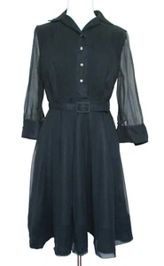 Vestido Edith Martin Vintage Años 50/60 S/M Mujer Negro Gasa - Imagen 1 de 5