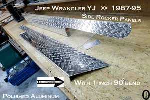 Fits JEEP YJ Wrangler 6" Tall Diamond plate Rocker Panel Guards with 90° 1" bend - Picture 1 of 7