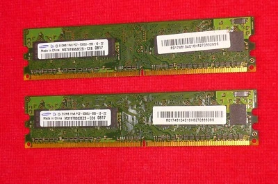 2 x 512MB 1Rx8 PC2-5300U-555-12-ZZ  M378T6553EZS-CE6  Memory Samsung - Image 1 of 4