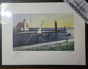 Bob Fagan MICHIGAN ARTIST Muskegon Coast Guard Station print NEW UNFRAMED - Picture 1 of 6