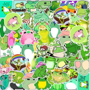 50pcs Cute Frog Waterproof Stickers Pack Laptop Phone Car Skate - Picture 1 of 7
