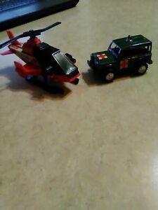 Vtg Buddy L Emergency Helicopter  Diecast Combat Medic Jeep 1990's Working Toy