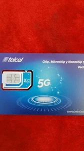 Telcel Mexico Prepaid Basic SIM Card Universal SIM 5G TECH ALREADY ACTIVATATED - Picture 1 of 8