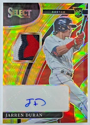 2022 Select JARREN DURAN Rookie Jersey Patch Auto GOLD /10 Boston Redsox RC - Image 1 of 2