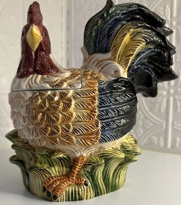 Vintage Jay Imports Ceramic Cookie Jar Rooster Chicken  11" Farmhouse Cottage - Image 1 of 4