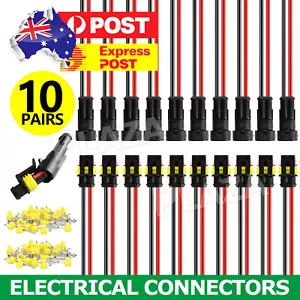 10Set 2 Pin Waterproof Car Electrical Wire Sealed Connector Plug Cable 12V - Picture 1 of 9