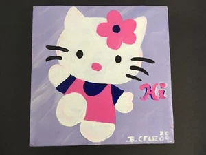 Hello Kitty Chan Hand Made Painting Hi 6" x 6" Painting Home Decor Nursery - Picture 1 of 4