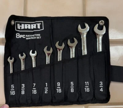 HART 8pc SAE Ratcheting Combination Wrench Set in Roll Up Organizer 5/16" - 3/4" - Image 1 of 3