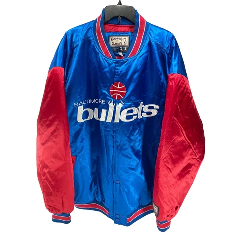 Baltimore Bullets Hardwood Classics GIII Jacket Carl Banks NBA Satin Vintage 3XL Cover