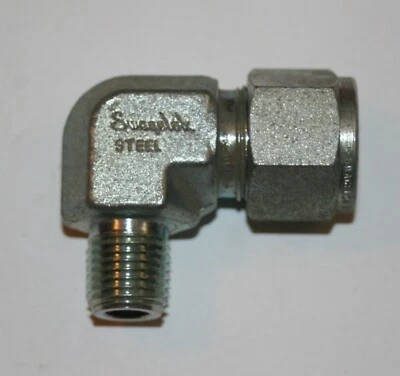 1/2" Tube x 1/4" MNPT Male Elbow Fitting Carbon Steel Swagelok S-810-2-4 - Image 1 of 3