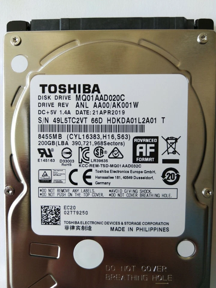 Toshiba 200GB 4200RPM 2.5" MQ01AAD020C Autonavigation / Industriecomputer HDD - Image 1 of 3