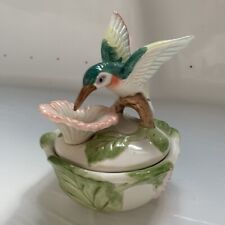 Vintage Fitz & Floyd Hummingbird And Hibiscus Porcelain Box 1988