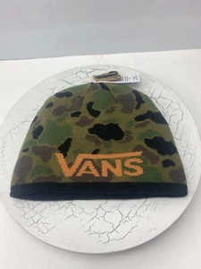 Vans Men's Reversible Circle Tab Checkerboard Camouflage Logo Beanie Green NWT - Picture 1 of 6