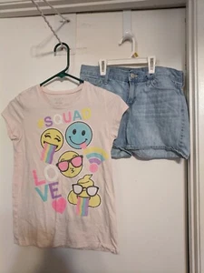 THE CHILDRENS PLACE & UNBRANDED SHORTS SET, TOP SIZE 14, SHORTS SIZE 14 - Picture 1 of 6