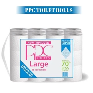 36 PPC 2Ply Toilet Rolls Quilted Embossed White Paper Luxury Tissue Roll Large - Picture 1 of 6