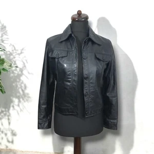 RUDSAK Black Genuine Leather Jacket Trucker Biker Moto Style L - Picture 1 of 17