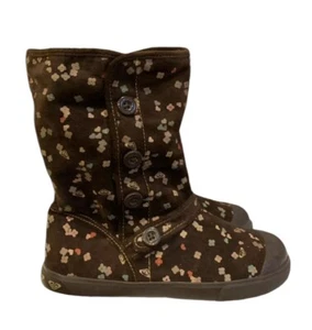 Roxy Brown Floral Blake Mid Womens Buttons Royalton Lined Boots UK Size 7 - Picture 1 of 12