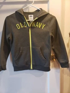 NWT Old Navy Boy Girl Zip Front Hoodie S (6-7) Green Yellow - Picture 1 of 6
