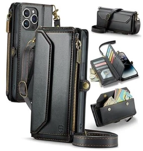 Crossbody Wallet Case Compatible with iPhone 14 Pro Max RFID Blocking 10-Card - Picture 1 of 7