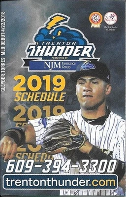 2019 Trenton Thunder "Gleyber Torres" Baseball Pocket Schedule (Eastern League) - Image 1 of 2
