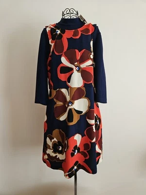 Vestido ECI N.Y., Retro Mod, Flower Power, Midi Elástico, Para Mujer Talla Grande Foto 1 de 4