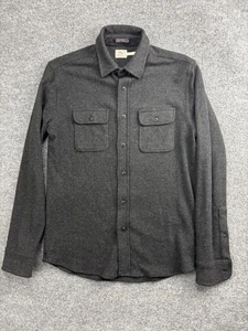 Faherty Legend Shirt Mens Small Gray Herringbone Button Front Long Sleeve - Picture 1 of 7