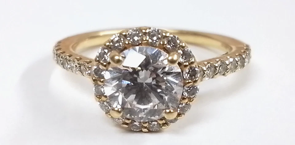 Ritani 18k 黄金 1.5 TCW 实验室种植钻石光环戒指 - 尺寸 6.25 - 3.1 克 — 第 1/4 张图片
