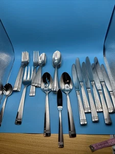 Oneida AMSTERDAM Juego de 30 piezas Tenedor Brillante/Esmerilado Cuchillo Cuchara Juego para servir 18/10 - Imagen 1 de 14