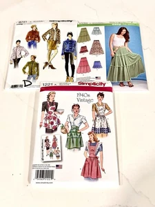 Simplicity Sewing Pattern Lot 1221 8741 1110 Apron Jacket Skirt Complete Uncut - Picture 1 of 11