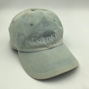 Calvin Klein Denim Baseball Hat Strap Back White Washed Blue Fashion - Picture 1 of 6